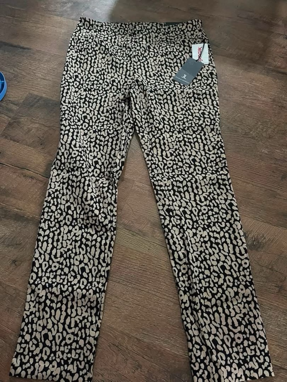 Woman Leopard Printed Pull-On Pants - Black & Cream Leopard